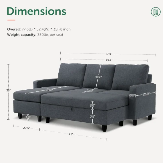 HONBAY Reversible Sectional Couch